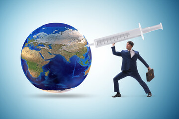 Concept of gloval vaccination against covid-19 coronavirus