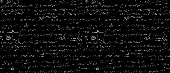 Scientific vector seamless pattern with physical formulas. Endless math texture