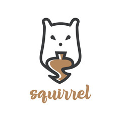 Squirrel Peanut Line Art Outline Icon Logo Design