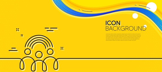Obraz na płótnie Canvas Inclusion line icon. Abstract yellow background. Equity culture sign. Gender diversity symbol. Minimal inclusion line icon. Wave banner concept. Vector
