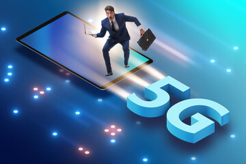 5G technology telecommuications concept - isometric projection