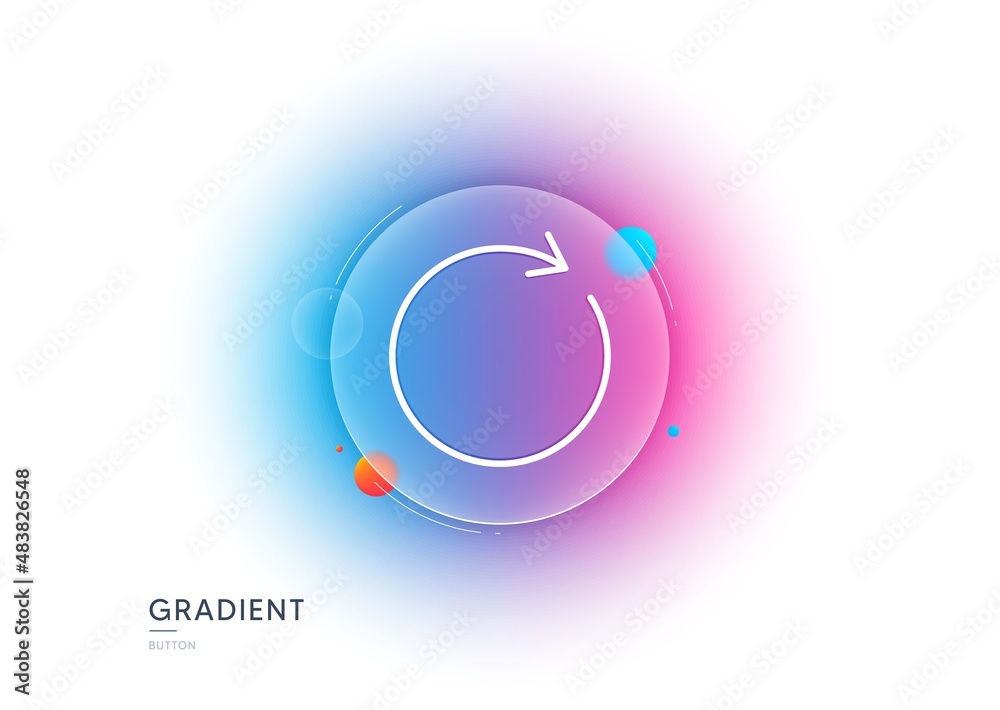 Aufkleber refresh line icon. gradient blur button with glassmorphism. rotation arrow sign. reset or reload sym