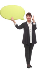 Image of mature woman isolated over white background