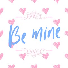 Valentine's day gift cart with be mine text. Love related items. Home decoration printable.