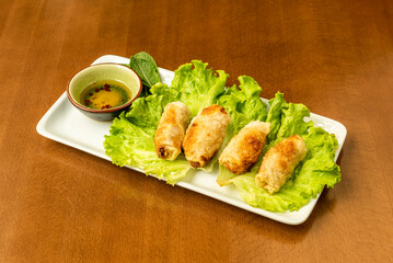 nem rán, is a popular dish in Vietnamese cuisine that is often served as an appetizer in Europe and North America, where there is a large Vietnamese diaspora. It consists mainly of minced meat