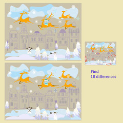 find 10 differences rebus for children under 6 years old, presented by seasons of the year