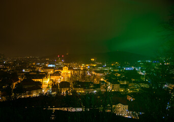 Fototapeta na wymiar aerial view of Ljubljana at night 