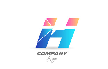Colorful H alphabet letter logo icon with sliced design and blue pink colors. Creative template for business and company