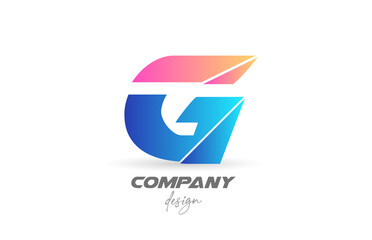 Colorful G alphabet letter logo icon with sliced design and blue pink colors. Creative template for business and company