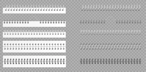 Wandcirkels aluminium Metal binders set. Realistic spiral coils for notebook. 3d fastening sheets and sketchbook bindings © Iryna Petrenko