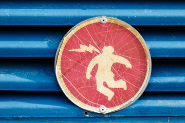 old electrical hazard sign