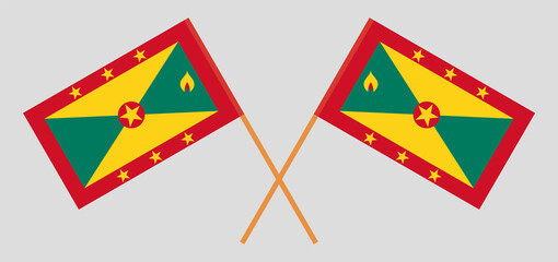 Crossed flags of Grenada. Official colors. Correct proportion