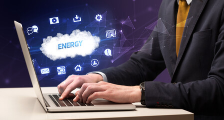 Businessman working with laptop