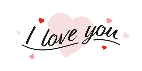I love you - Heart icons and text on a white background