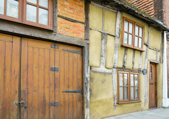 medieval building facade in Salisbury city centre wiltshire UK