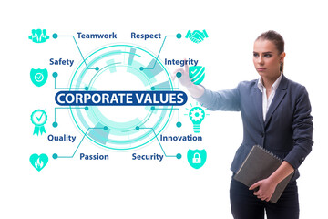 Businesswoman in the corporate values concept
