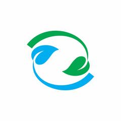 circle recycle nature leaf logo design