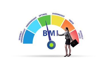 Concept of BMI - body mass index with woman