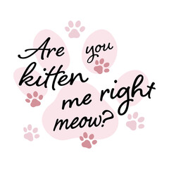 Are you kitten me right meow? Paw icons and text on a white background.