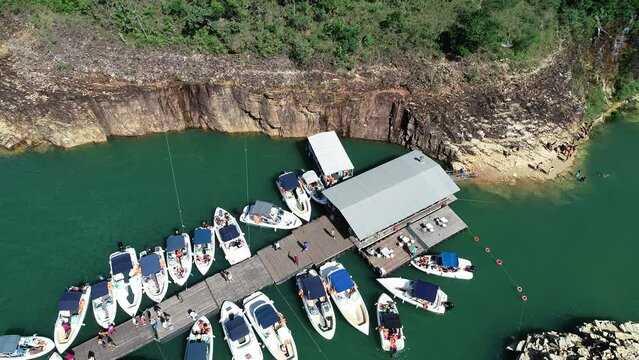Capitolio lagoon tourism landmark at Minas Gerais Brazil. Famous Furnas dam. Tourism landmark. Travel destinations. Vacation travel.