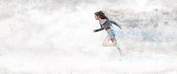 Naklejka na ściany i meble illustration of a woman running