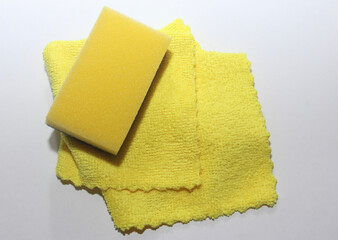 Concept of cleaning of premises, offices and houses. This is a tool to guide cleanliness. Soap, sponges, rags.