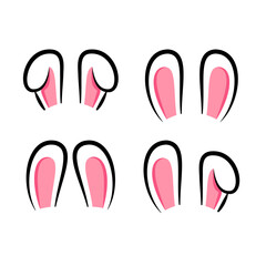 Bunny ears collection.Rabbit ears icon set.Collection of Easter illustrations. Vector illustration