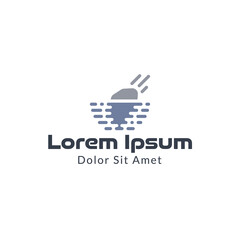 Rock thrown into water with wave effect logo 