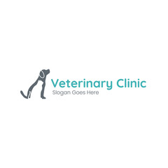 Dog and cat silhouette logo for veterinary clinic and animal hospital
