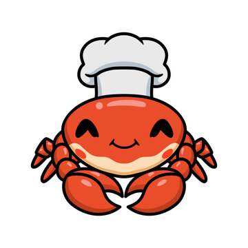 Cute little chef crab cartoon