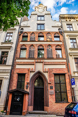 Torun, Poland - August 11, 2021. Building in street Lazienna 22 - Centrum Dialogu Spolecznego im. Jana Pawla II