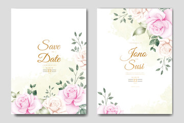 Elegant floral watercolor wedding invitation card