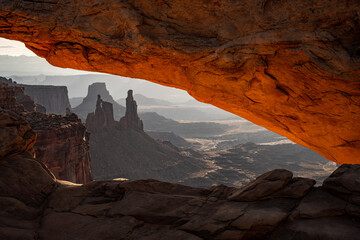 Close Up of The Right Side Of Mesa Arch and The Washer Woman Formtion In The Distance