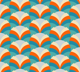 Retro 1970s Inspired Geometric Seamless Pattern Design. 60s And 70s Aesthetic Repeat Pattern. 