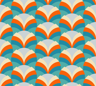 Retro 1970s Inspired Geometric Seamless Pattern Design. 60s And 70s Aesthetic Repeat Pattern. 