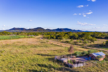Poor rural area in Paraguay overlooking the Ybytyruzu Mountains