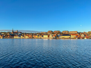 panoramic view of  the harbour of Flensburg, Schleswig Holstein, Germany. The real north.