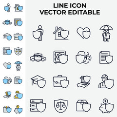Fototapeta premium insurance elements set icon symbol template for graphic and web design collection logo vector illustration