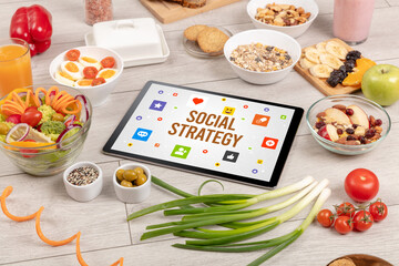 Healthy Tablet Pc compostion, social networking concept