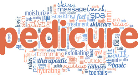 Obraz premium Pedicure conceptual vector illustration word cloud isolated on white background.