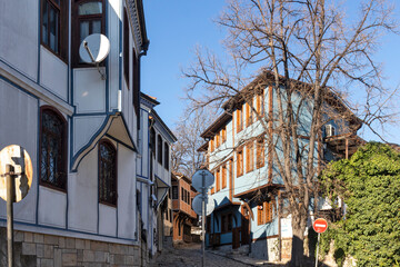 Fototapeta na wymiar Nineteenth Century Houses in old town of city of Plovdiv, Bulgaria