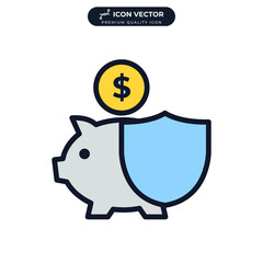 Insurance deposit. Piggy bank icon symbol template for graphic and web design collection logo vector illustration