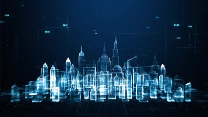 Smart city using artificial intelligence. Futuristic technology internet and big data 5g connection. Cybersecurity digital data background