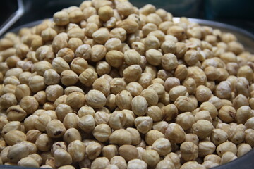 hazelnuts and mixed nuts -  background concept