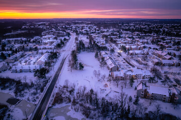 Aerial Drone of Princeton Plainsboro Cranbury Sunset 