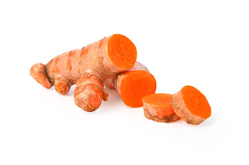 turmeric slice on white background