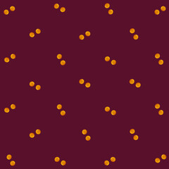 Colorful fruit pattern of fresh orange on burgundy background. Top view. Flat lay. Pop art design