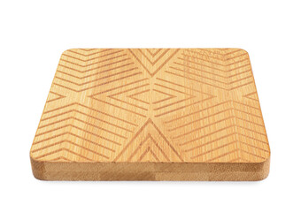 Stylish wooden cup coaster isolated on white