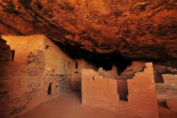 Inside the Cliff Palace ruins, the largest Ancestral Puebloans cliff dwelling in North America,...