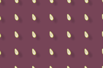 Colorful pattern of fresh avocados. Top view. Flat lay. Pop art design